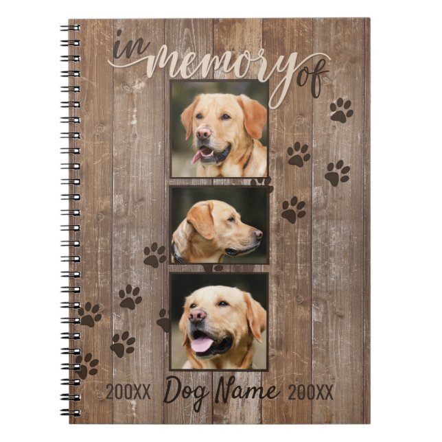 Minnes- lantlig Wood Look för beställnings- hund Anteckningsbok (Framsidan)