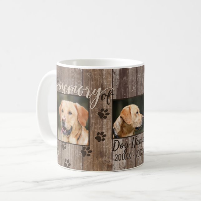 Minnes- lantlig Wood Look för beställnings- hund Kaffemugg (Framsida vänster)