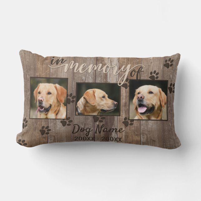 Minnes- lantlig Wood Look för beställnings- hund Lumbarkudde (Framsida)