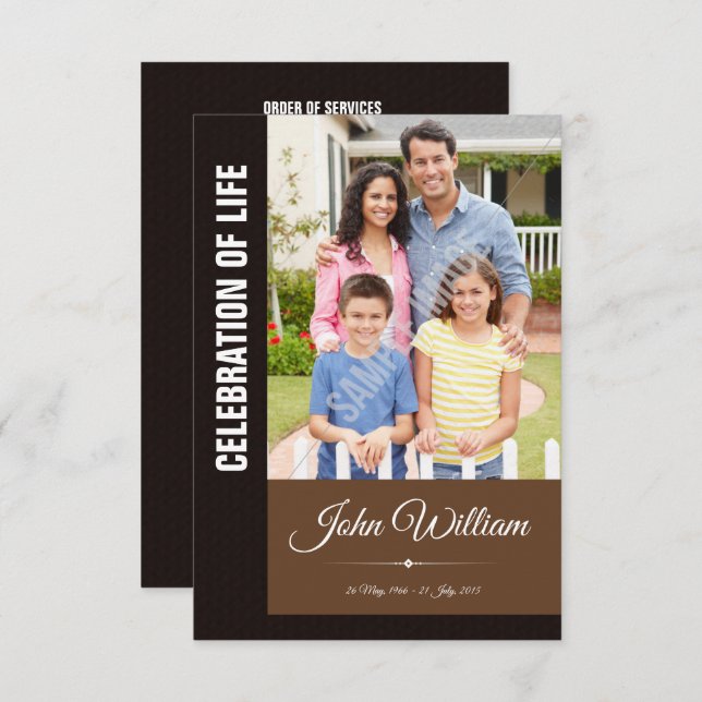 Minnes- programkort inbjudningar (Fram/baksida)