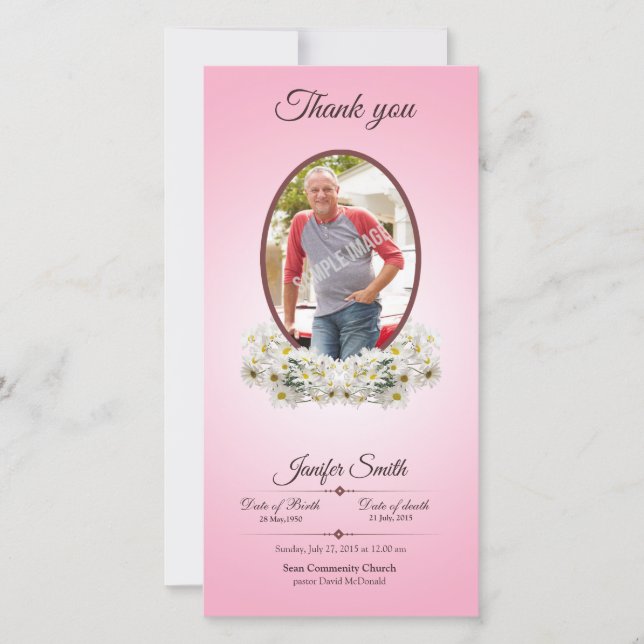 Minnes- tackfotokort tack kort (Framsida)