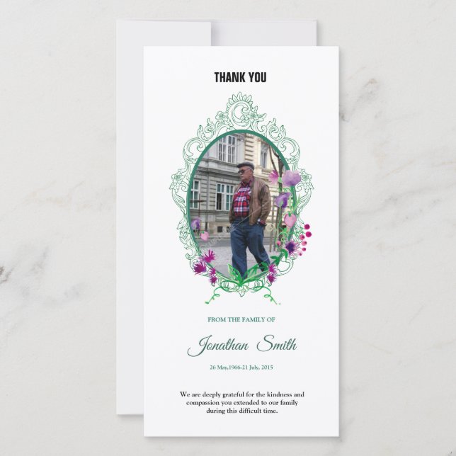 Minnes- tackfotokort tack kort (Framsida)