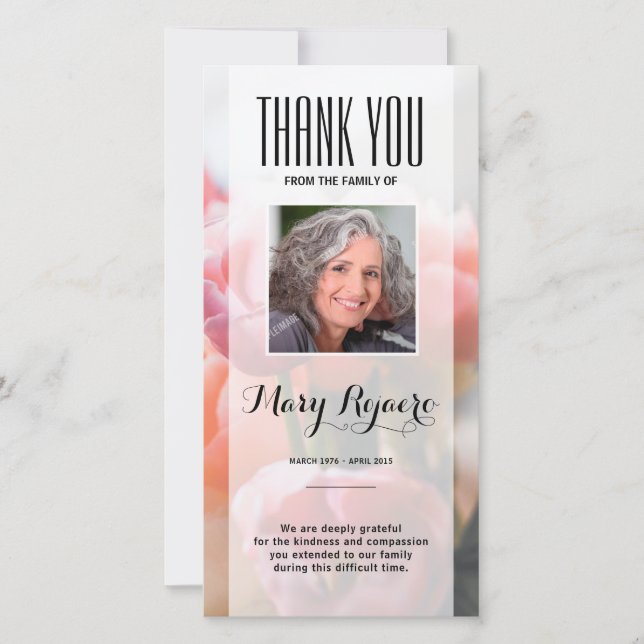 Minnes- tackfotokort tack kort (Framsida)