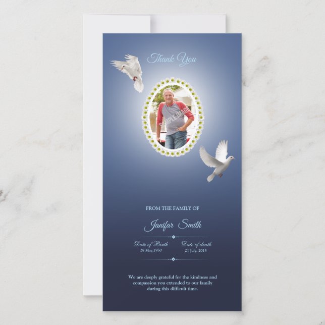 Minnes- tackfotokort tack kort (Framsida)