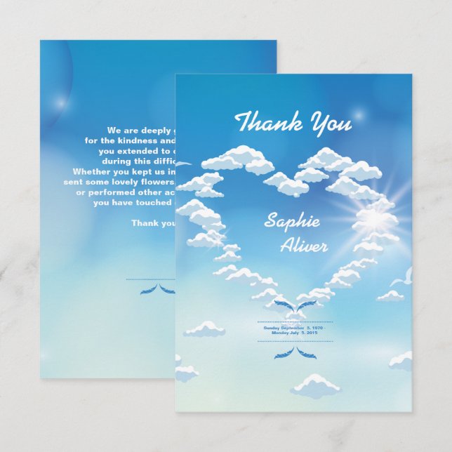 Minnes- tackkort inbjudningar (Fram/baksida)