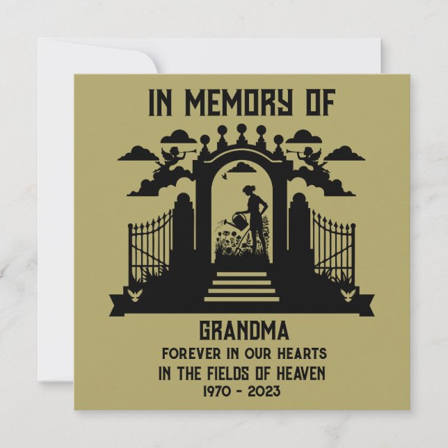 Minnes trädgårdsmästare Begravning Kort (Framsida)