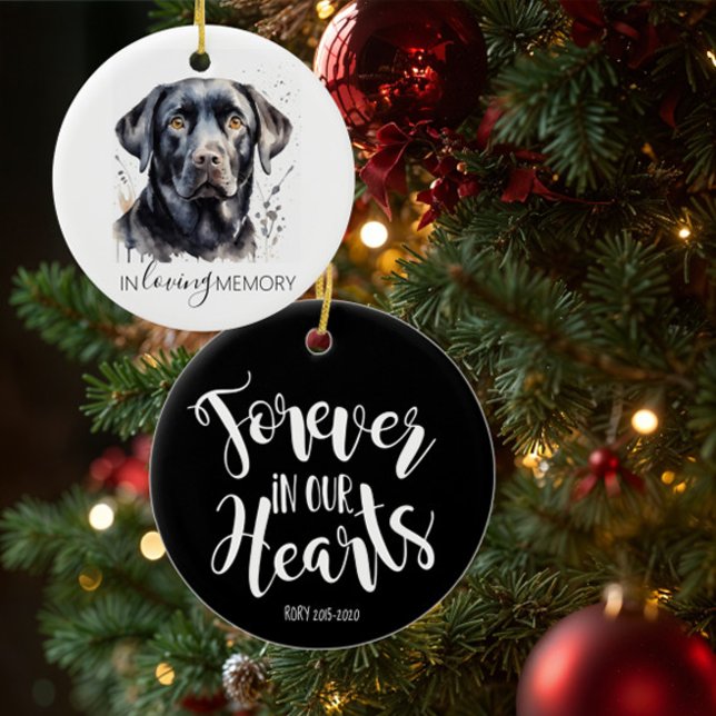 minnes vattenfärg svart labrador prydnadssak julgransprydnad keramik (Skapare uppladdad)