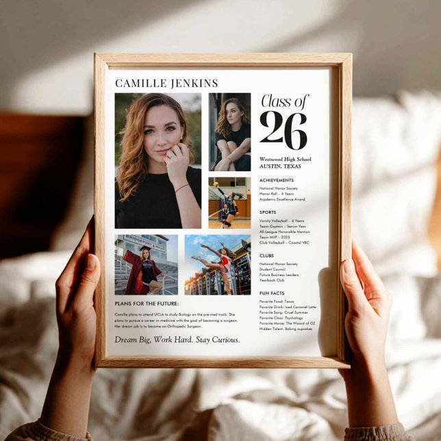 Minnesaffisch med fotokollage för klass 2026 poster (Class of 2026 Graduation Photo Collage Poster)
