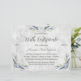 Minnesbevis för fotavtryck från Nyfödd bebis