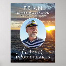 Minnesbild Hav Solnedgång För evigt i våra hjärtan Poster