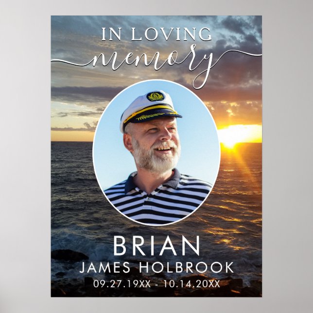 Minnesbild Hav Solnedgång Foto Till Minne Av Kärle Poster (Framsidan)