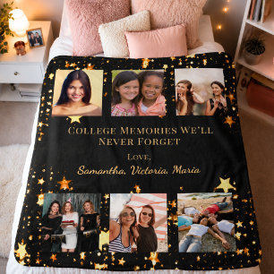Minnesbilder från college fotokollage svart guld v fleecefilt