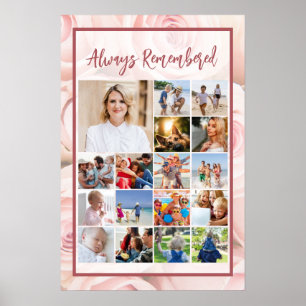 Minnesbilder Kollage Mjuka Rosa Rosor Affisch
