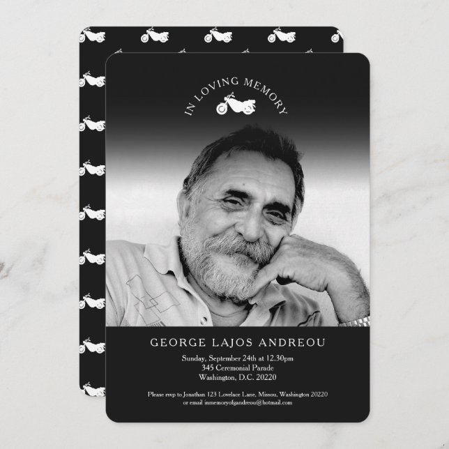 Minnesbildsbegravningsinbjudningar Inbjudningar (Fram/baksida)