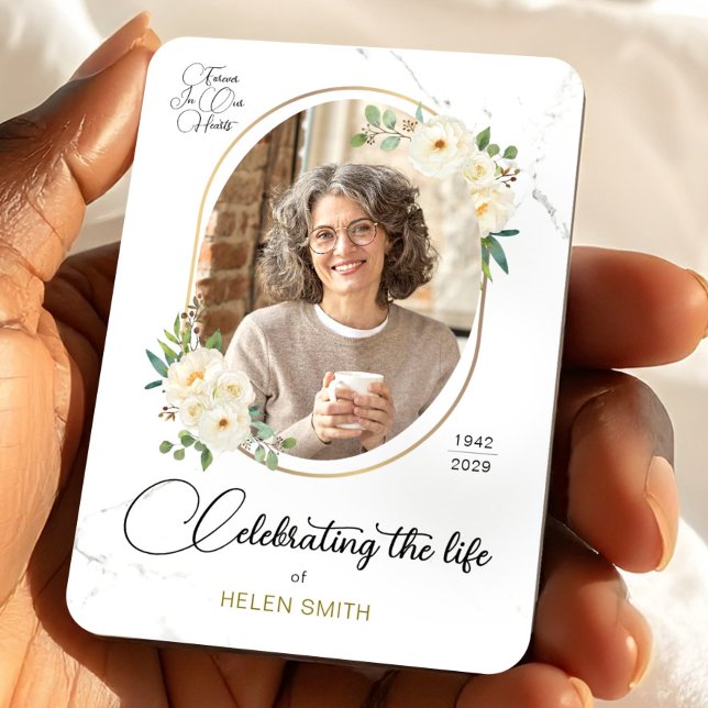 Minnesblommig Elegant Foto, Livets Firande  Magnet (Memory Floral Elegant Photo, Celebration of Life Magnet, Loss of Mom Gift)
