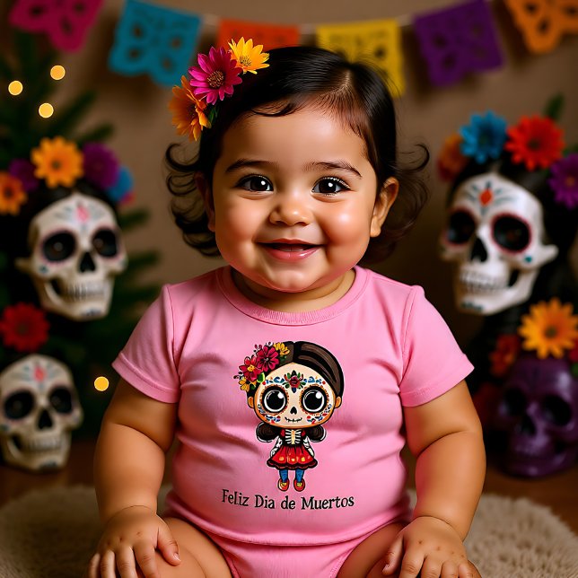 🌹Minnesblommor: Dia de Muertos-hyllning T Shirt (🌹Remembrance Blooms Dia de Muertos Tribute 🌹 Baby Bodysuit)