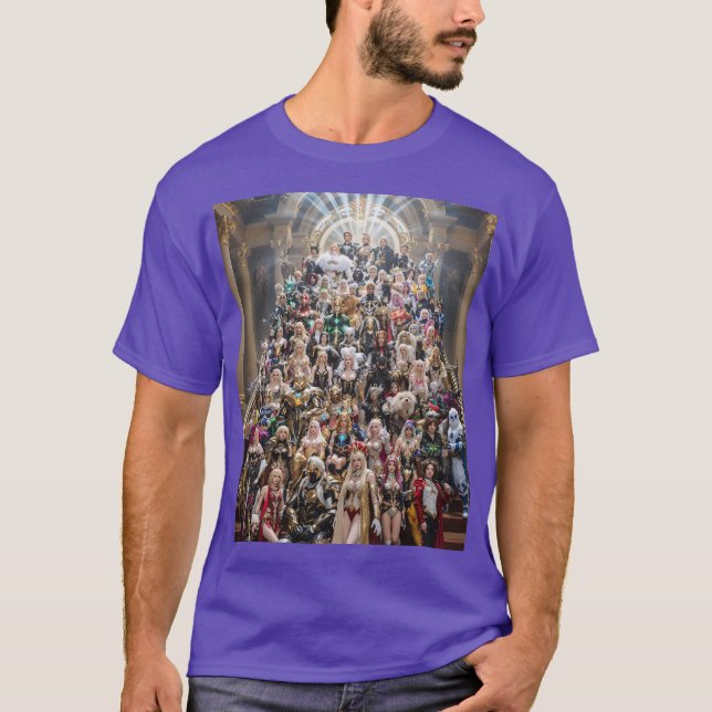 Minnesblowing Tecknad Con Cosplay Group Photo T Shirt (Framsida)