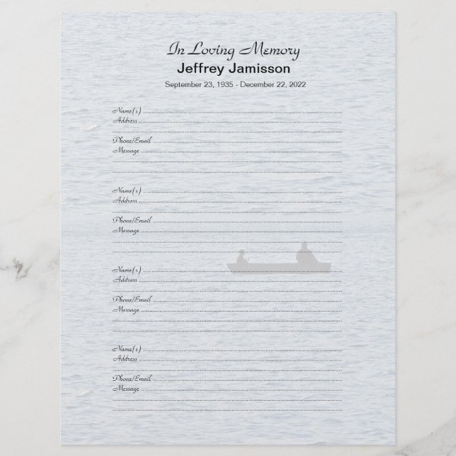 Minnesbok ifyllnad Inloggningssida Namn, Fiskare (Framsida)