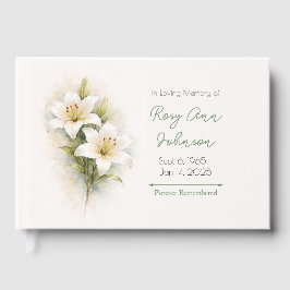 Minnesbok med vita liljor gästböcker