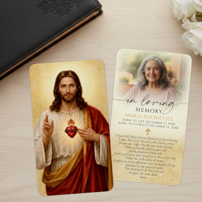 Minnesbönkort för Jesu heliga hjärta Visitkort (Skapare uppladdad)
