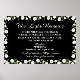 Minnesceremoni med The Light Remains Quote Blommor Poster