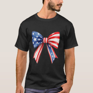 Minnesdag 2025 USA flagga Bow Coquette 4:e juli T Shirt