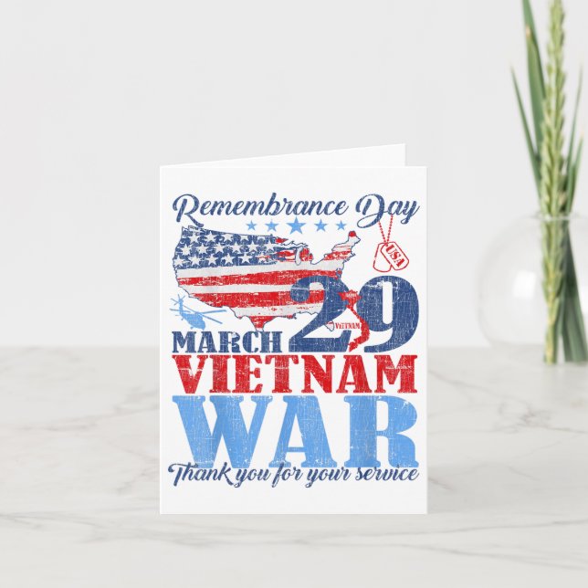 Minnesdag 29 mars Vietnam Krig USA:s armé Veter Kort (Framsida)