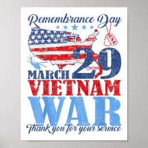 Minnesdag 29 mars Vietnam Krig USA:s armé Veter Poster