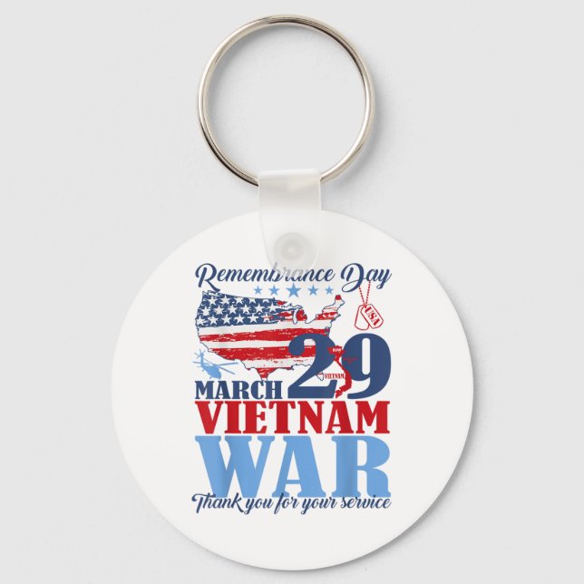 Minnesdag 29 mars Vietnam Krig Veteran Nyckelring (Framsida)