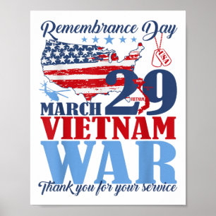 Minnesdag 29 mars Vietnam Krig Veteran Poster
