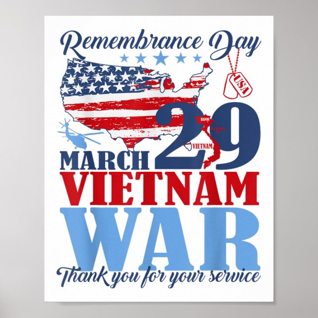Minnesdag 29 mars Vietnam Krig Veteran Poster (Framsidan)