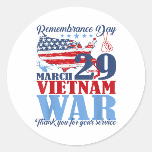 Minnesdag 29 mars Vietnam Krig Veteran Runt Klistermärke