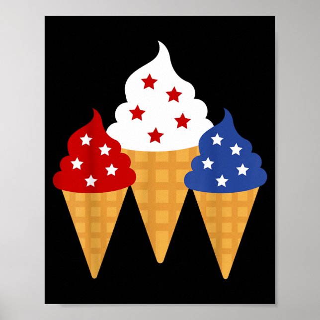 Minnesdag 4 juli högtid patriotisk is poster (Framsidan)