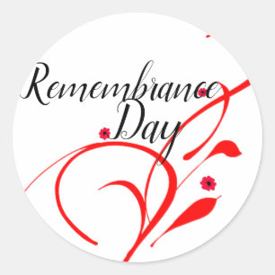 Minnesdag: En röd vallmodag Runt Klistermärke
