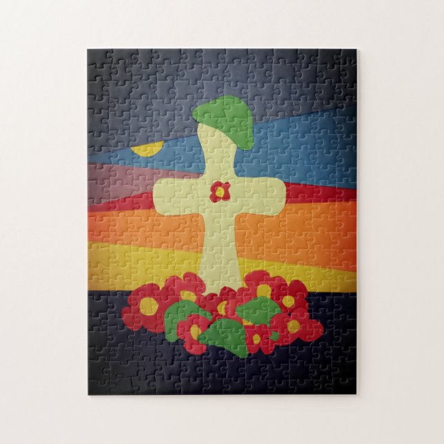 Minnesdag Fallen Soldier Grave Red Poppies Pussel (Vertikal)