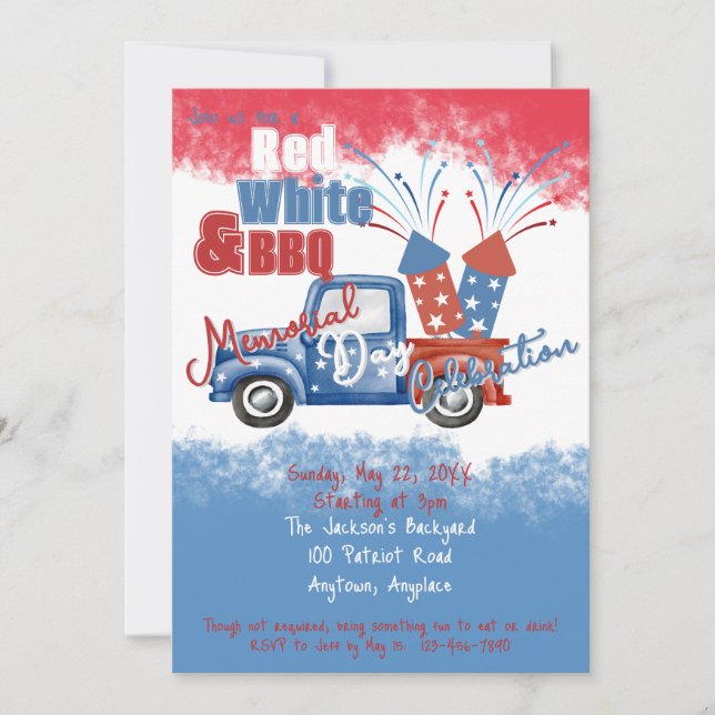 Minnesdag för självständighetsdag BBQ-fest Inbjudningar (Framsida)