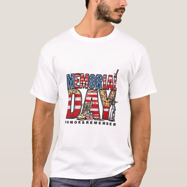 Minnesdag, heder och kom ihåg USA-Flagga T Shirt (Framsida)