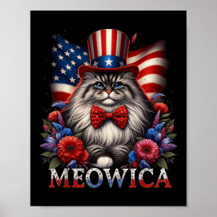 Minnesdag Katt 4:e Juli USA Flagga Män Kvinnor Me Poster