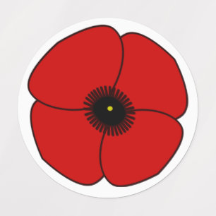 Minnesdag. Röda poppies för minnesdagen. Klistermärke
