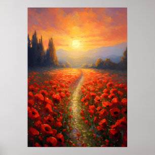 Minnesdag - Vallmo Fält med vallmoblommor Poster