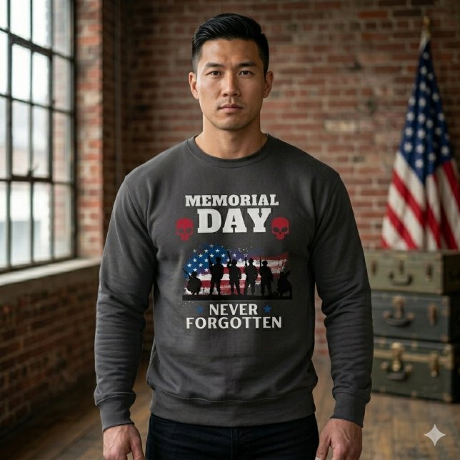 Minnesdagen Aldrig Glömd Patriotisk Militär Lång Ärmad Tröja (Premium military-inspired tribute fleece. Stay warm while honoring 250 years of USA bravery.)