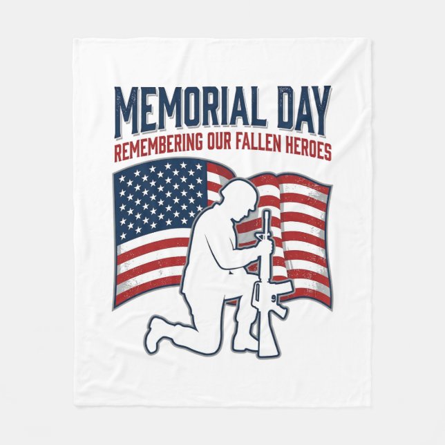 Minnesdagen Fallna Hjältar Patriotisk Soldat Tröja Fleecefilt (Framsidan)