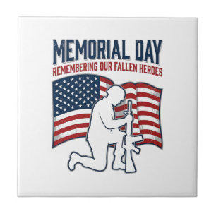 Minnesdagen Fallna Hjältar Patriotisk Soldat Tröja Kakelplatta