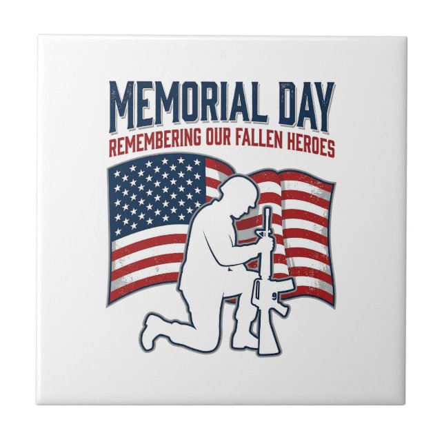 Minnesdagen Fallna Hjältar Patriotisk Soldat Tröja Kakelplatta (Framsidan)