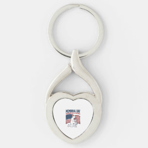 Minnesdagen Fallna Hjältar Patriotisk Soldat Tröja Twisted Heart Silverfärgad Nyckelring