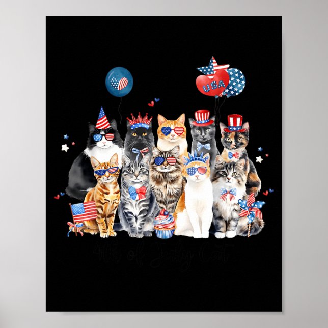 Minnesdagen för de Fallna USA:s flagga Söt katt Poster (Framsidan)