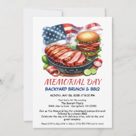 Minnesdagen Grillfest | Patriotisk Bakgårdsgrill Inbjudningar