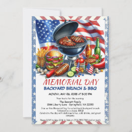 Minnesdagen Grillfest | Patriotisk Bakgårdsgrill Inbjudningar