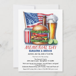 Minnesdagen Hamburgare & Öl | Trädgårds BBQ-fest Inbjudningar