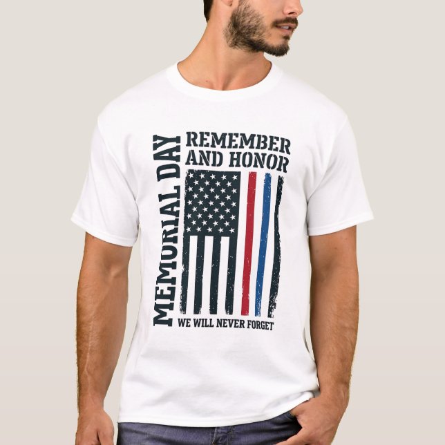 Minnesdagen Kom ihåg Och Hedra Tribute Vector Des T Shirt (Framsida)